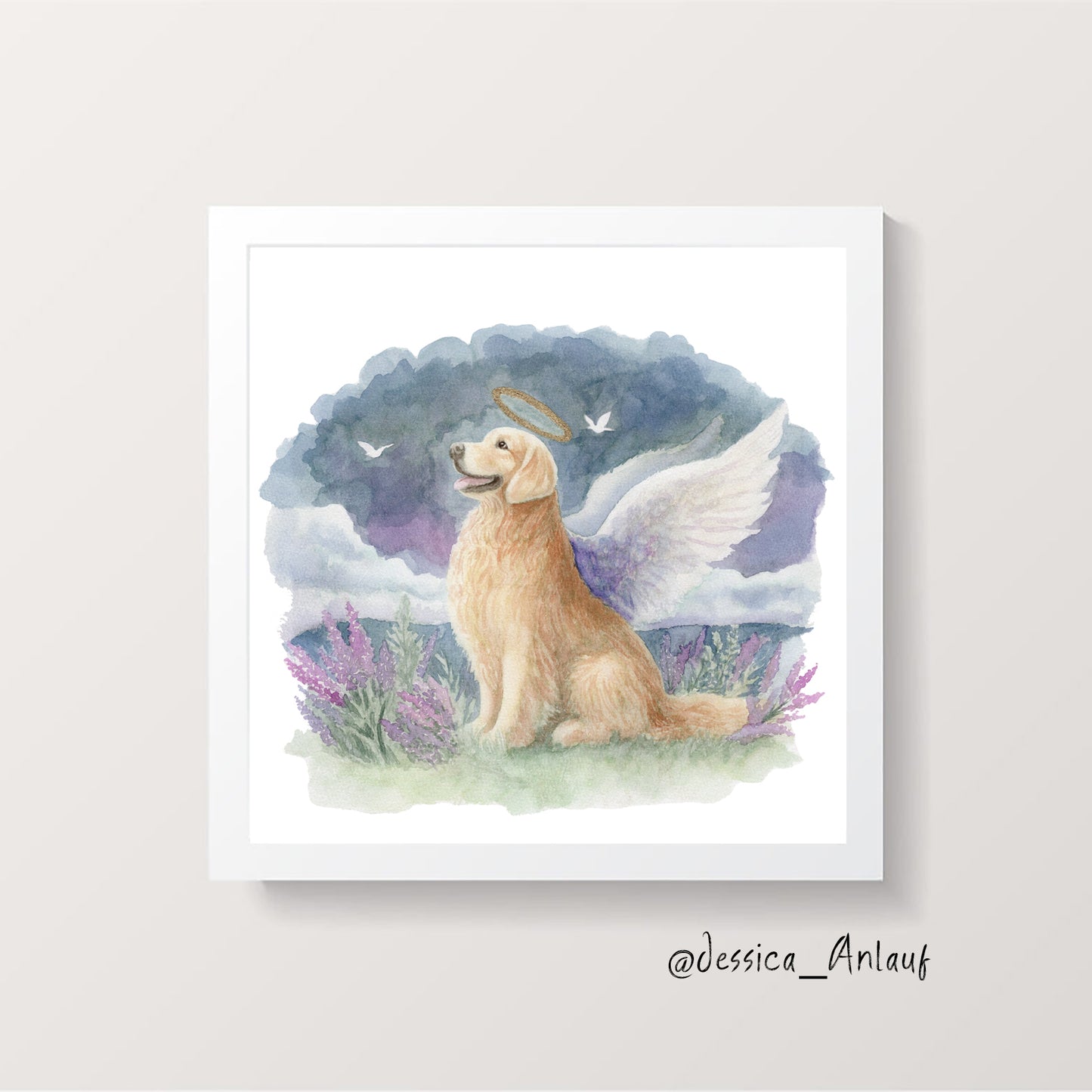 8x8 & 12x12 Watercolor - Angel Golden Purple