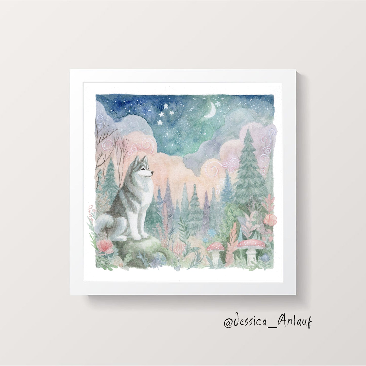 8x8 & 12x12 Watercolor - Husky