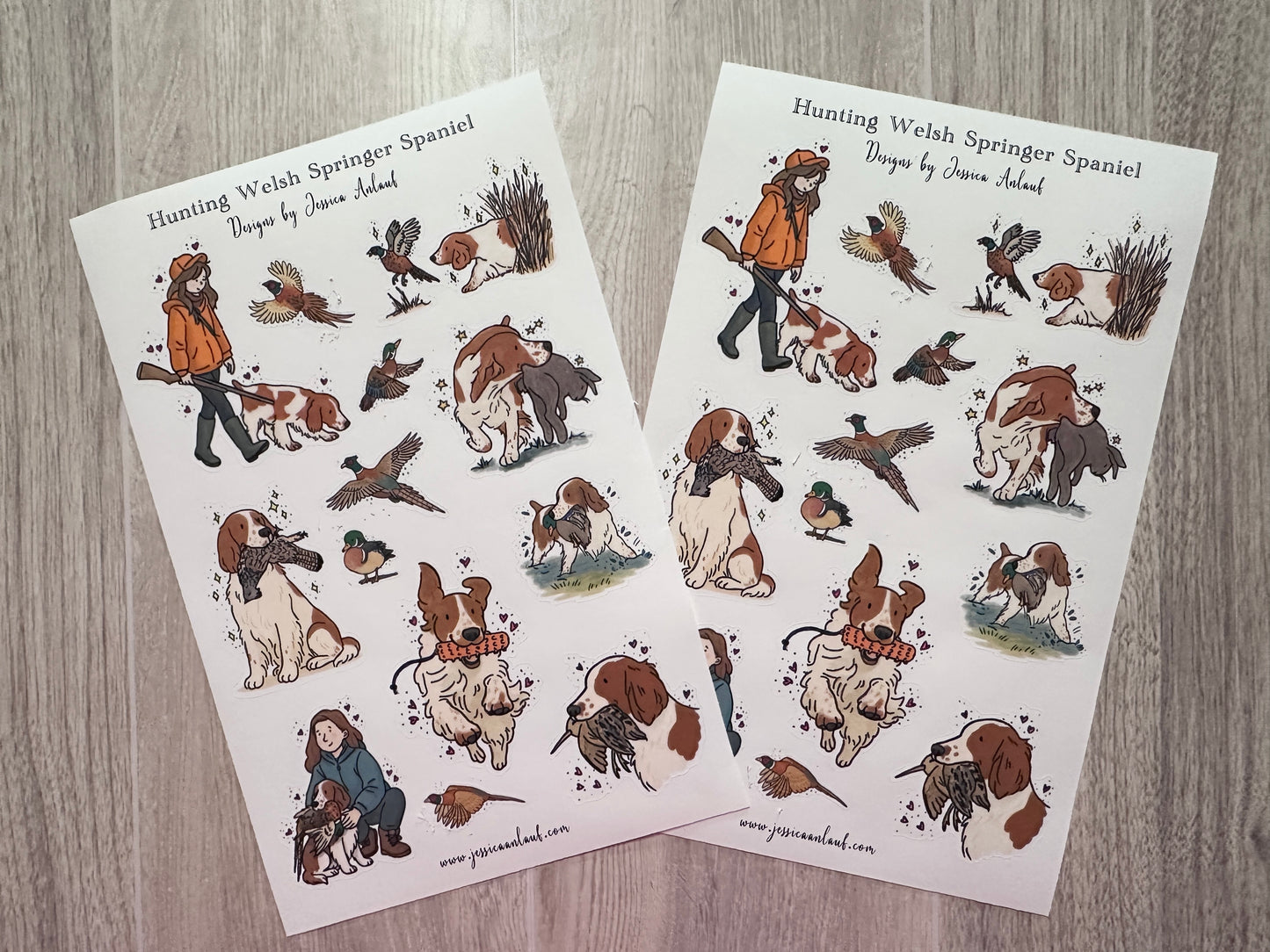 Welsh Springer Spaniel Hunting Sticker Sheet Set