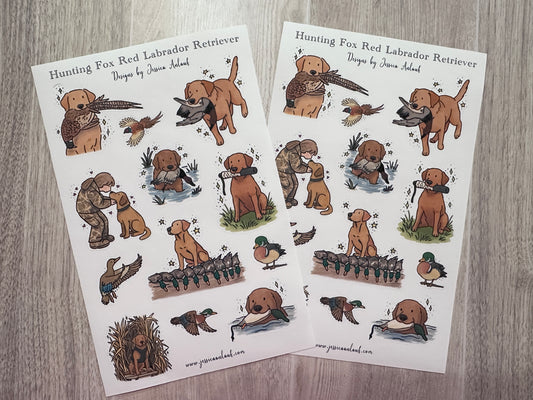Fox Red Lab Hunting Sticker Sheet Set