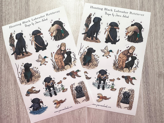 Black Lab Hunting Sticker Sheet Set