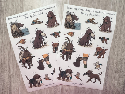 Chocolate Lab Hunting Sticker Sheet Set