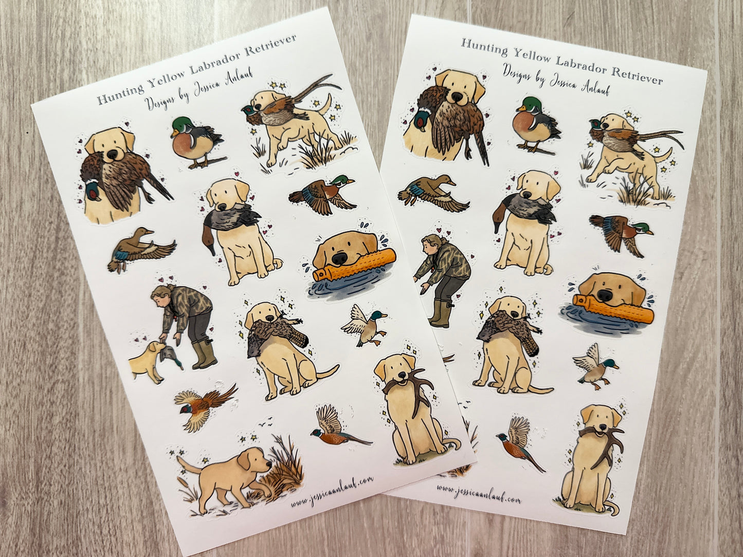 Yellow Lab Hunting Sticker Sheet Set