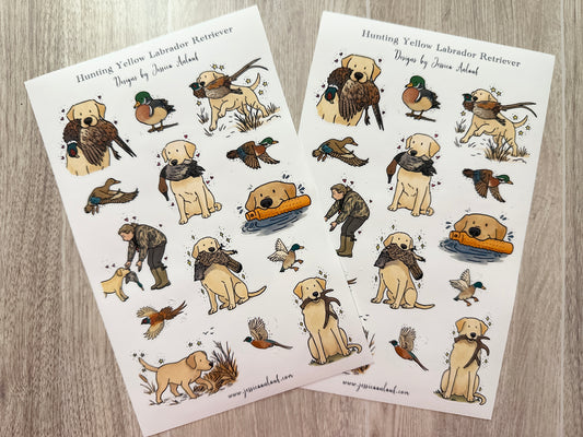 Yellow Lab Hunting Sticker Sheet Set