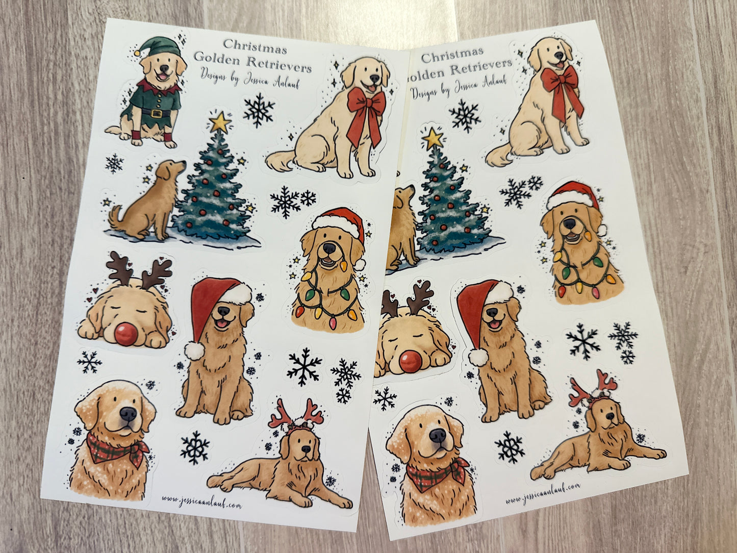 Golden Retriever Christmas Sticker Sheet Set (2 sheets)