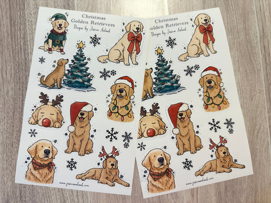 Golden Retriever Christmas Sticker Sheet Set (2 sheets)