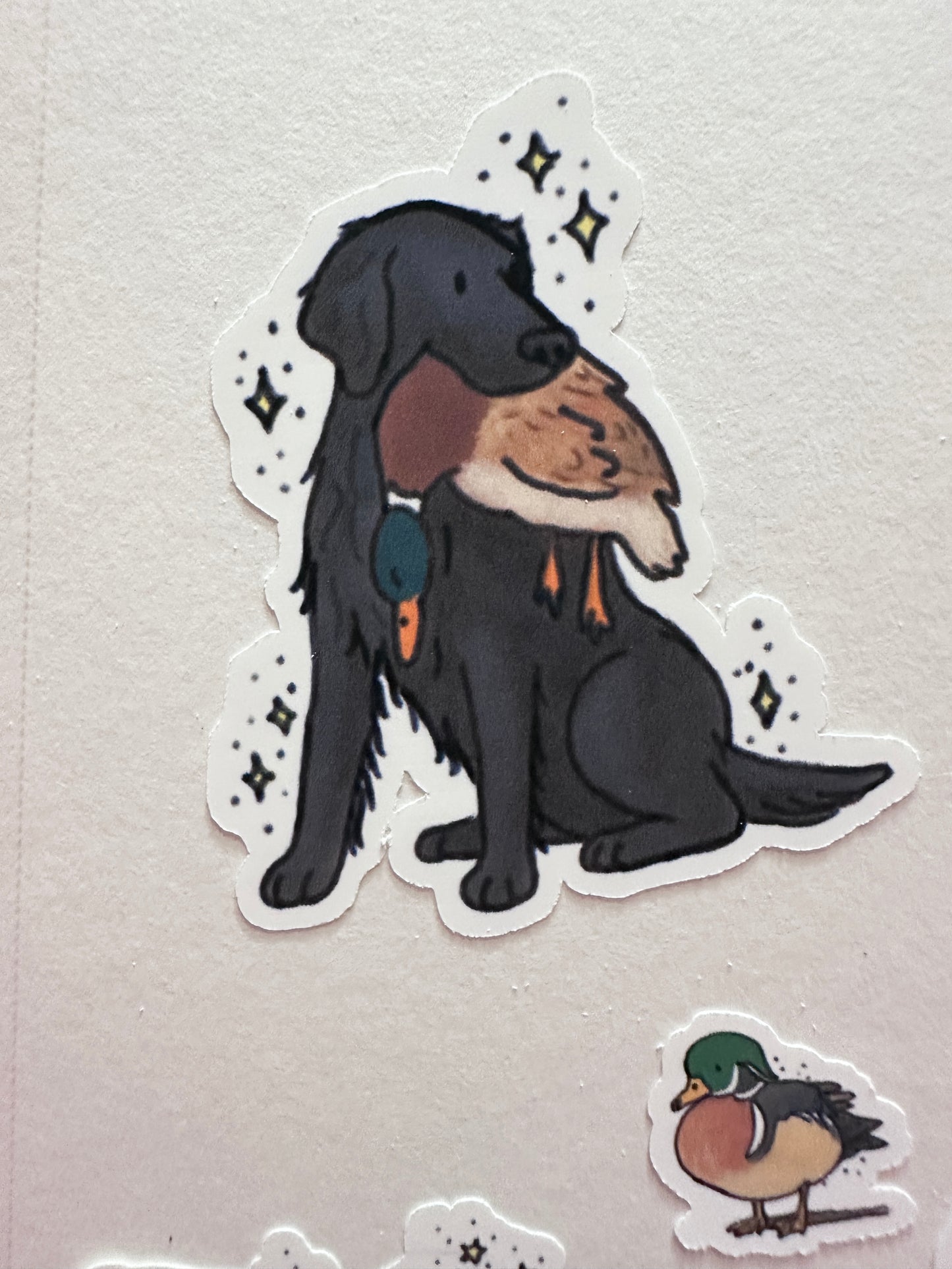 Flat-Coated Retriever Hunting Sticker Sheet Set (2 sheets)