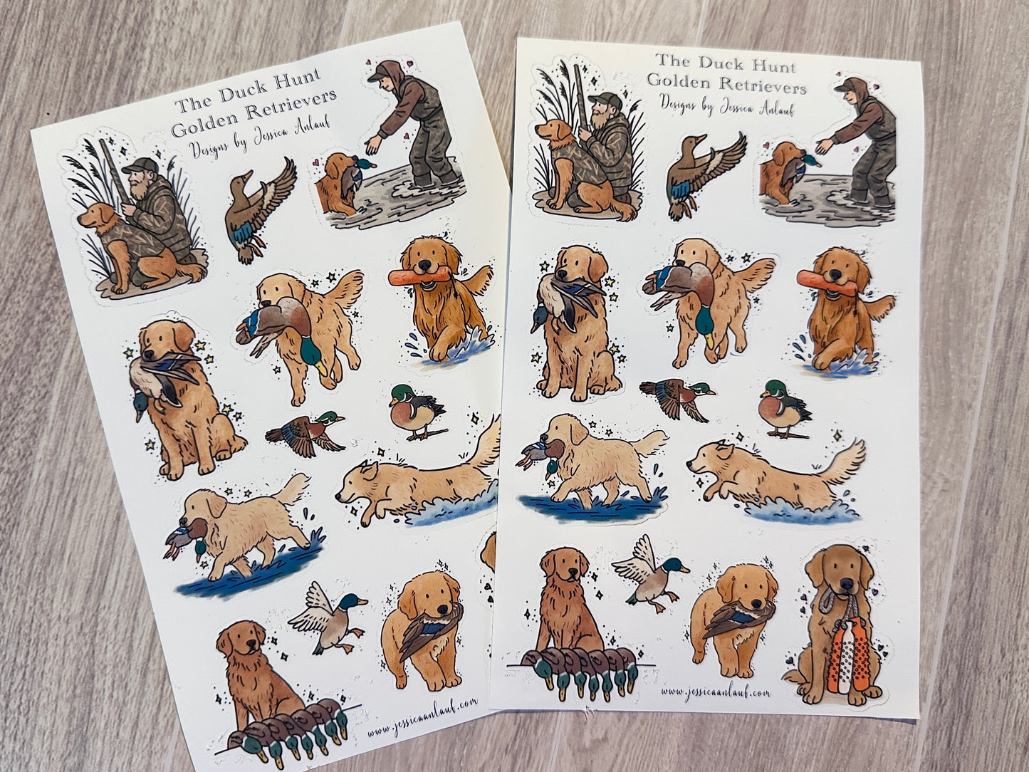 Golden Retriever Duck Hunt Sticker Sheet Set (2 sheets)
