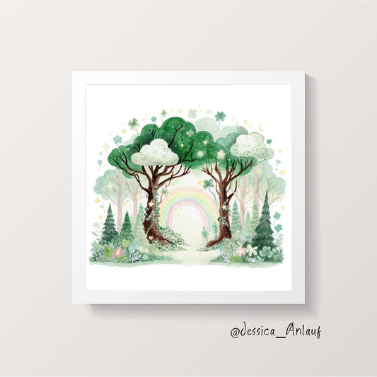 8x8 Watercolor - Green Forest