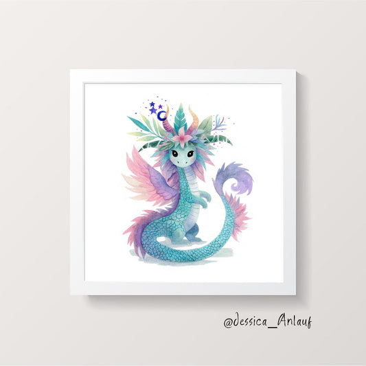 8x8 Watercolor - Dragon
