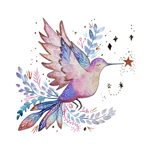 8x8 & 12x12 Watercolor - Humingbird