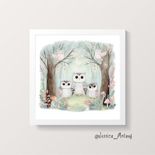 8x8 & 12x12 Watercolor - Owl