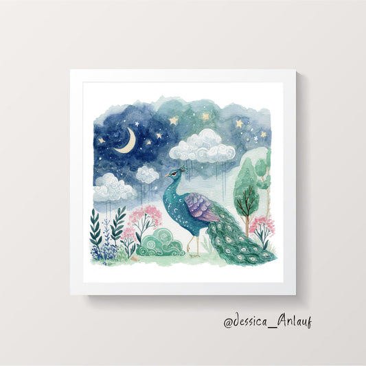 8x8 & 12x12 Watercolor - Peacock