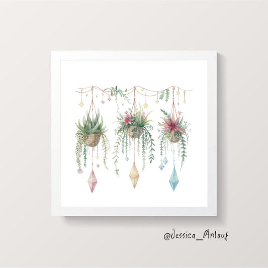 8x8 & 12x12 Watercolor - Hanging Plants
