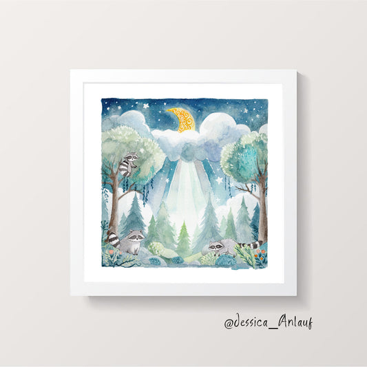 8x8 & 12x12 Watercolor - Raccoons