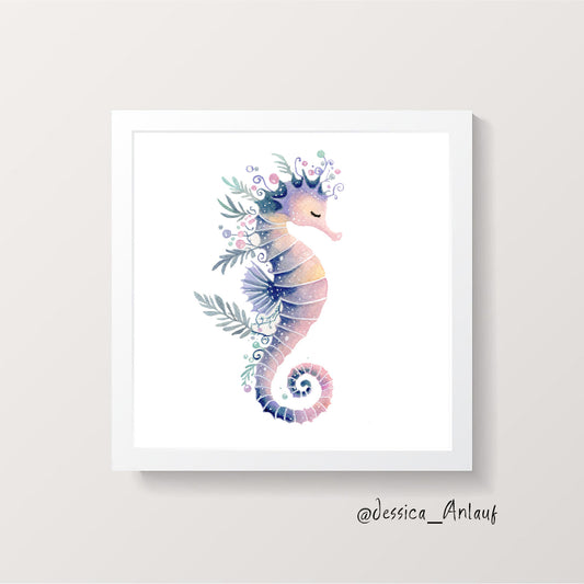 8x8 & 12x12 Watercolor - Seahorse