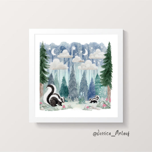 8x8 & 12x12 Watercolor - Skunks
