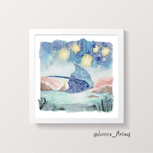 8x8 & 12x12 Watercolor - Stingrays 1