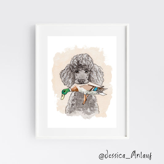 9x12 Poodle with Duck