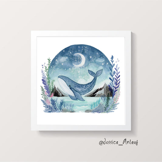 8x8 & 12x12 Watercolor - Whale 2