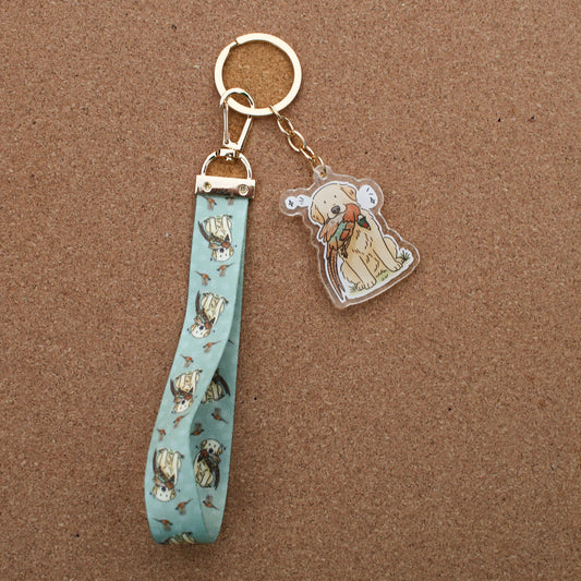 Acrylic Keychain with Wristlet - Golden Retriever