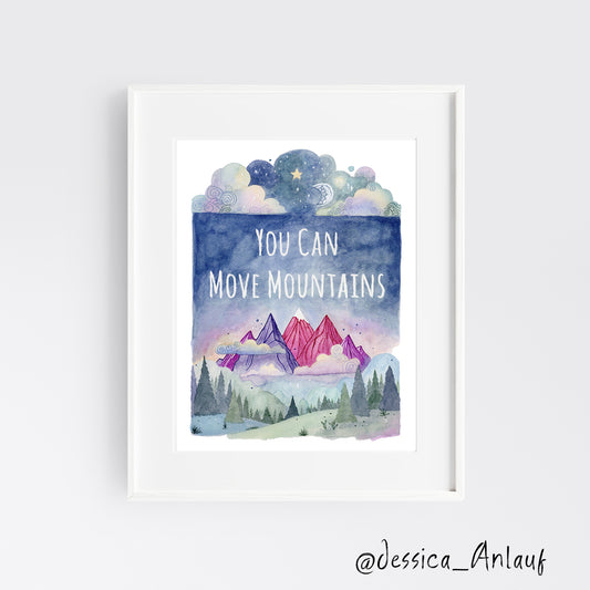 9x12 Watercolor - You Can Move Mountains